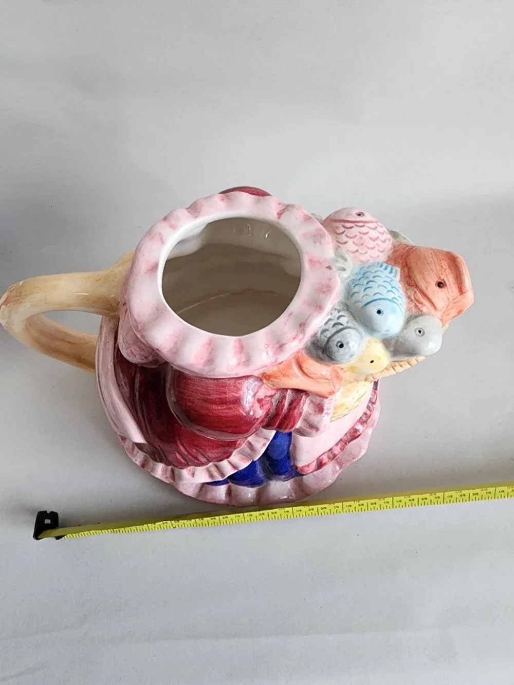 Vintage Cisco Torrance Mama Cat Fish Basket Ceramic Teapot